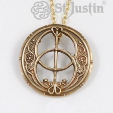 St Justin Pendant - Bronze Chalice Well on 18" Gold-plated Chain
